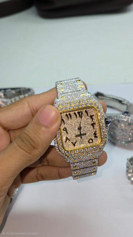 Iced Out Stainless Steel VVS Moissanite Diamond Customized Watch