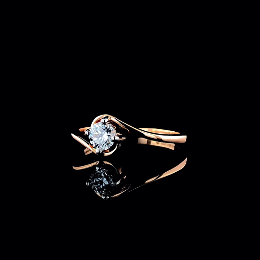 Minimalist Round Diamond Solitaire Ring with Curved Band
