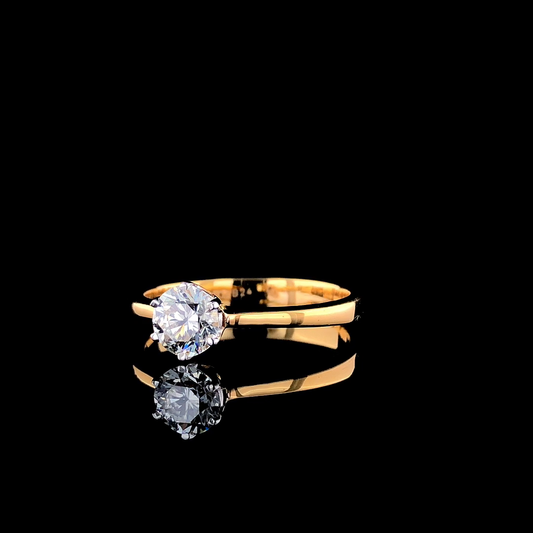 Round Diamond Solitaire Ring in Yellow Gold – Classic Prong Set Engagement Ring