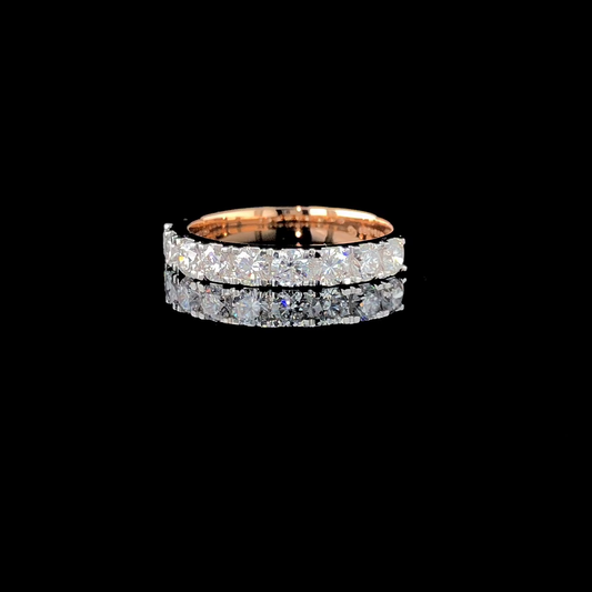 Round Diamond Half Eternity Band in Yellow Gold – Micro Pave Wedding Ring