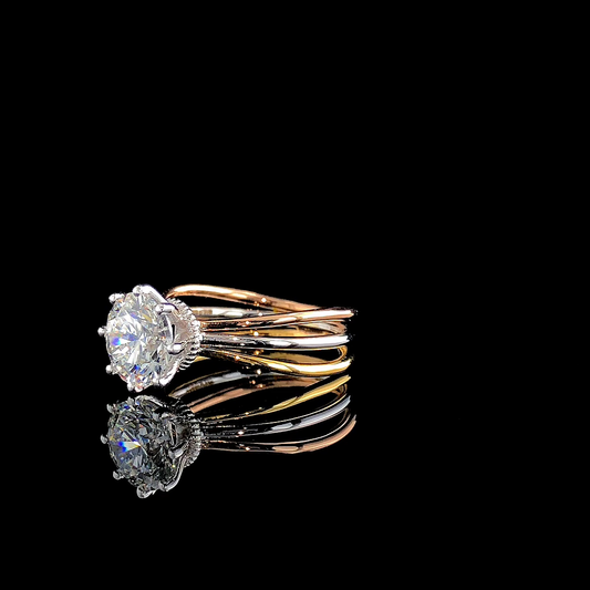 Round Cut Diamond Engagement Ring – Multi Band Wrap Design
