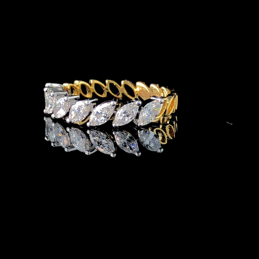 Marquise Cut Diamond Half Eternity Band – Shared Prong Wedding Ring