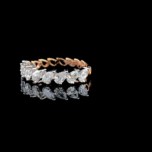 Pear Cut Diamond Half Eternity Band – Shared Prong Wedding Ring