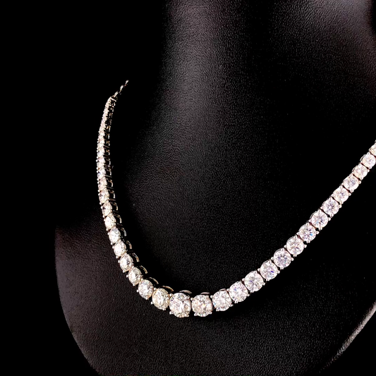 Round Cut Graduated Diamond Style Tennis Necklace