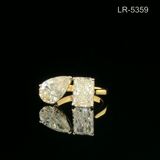 Toi et Moi Ring with Pear and Radiant Cuts