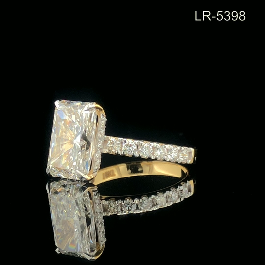 Radiant Cut Solitaire Ring with Pavé Band