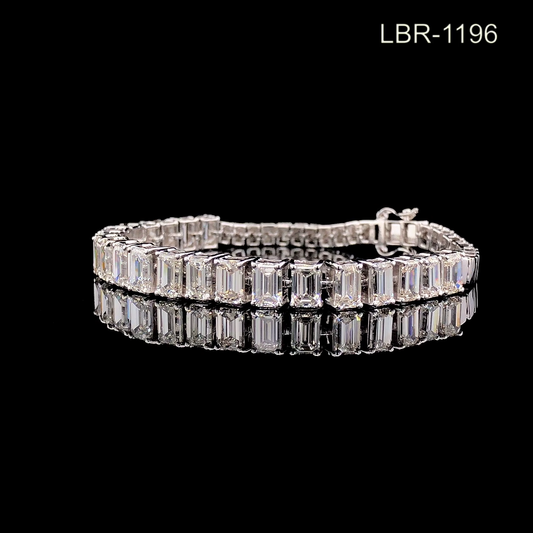 Emerald Cut Diamond Tennis Bracelet Full Eternity White Gold Statement Luxury Bracelet