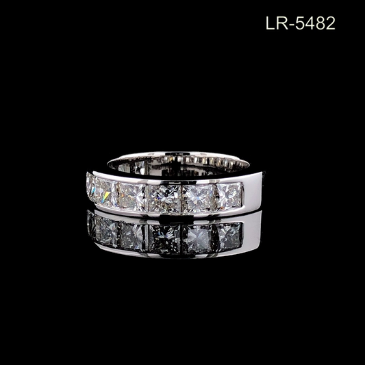 Princess Cut Diamond Band Ring, Channel Set Wedding Band, Half Eternity Ring.