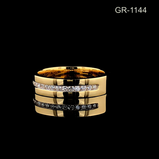Diamond Groove Band Ring, Channel Set Diamond Ring, Minimal Gold Band.