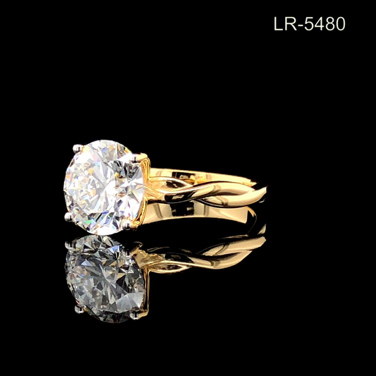 Round Solitaire Diamond Ring, Twisted Shank Engagement Ring, Classic 4 Prong Setting.