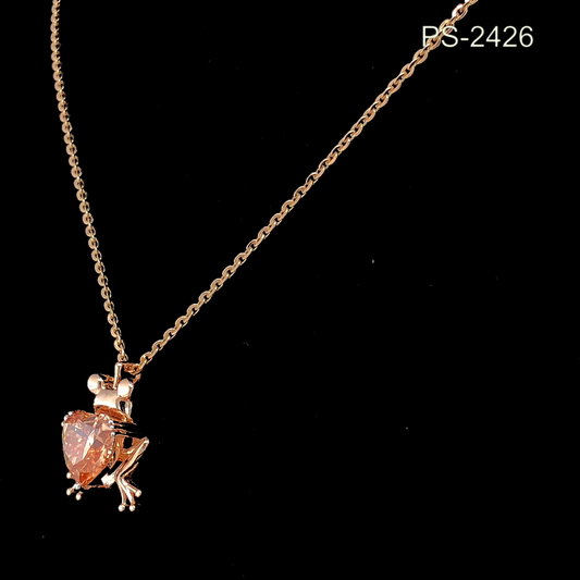 Heart Shape Stone Frog Pendant Necklace, Cute Animal Jewelry.