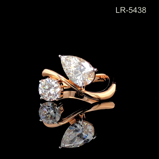 Toi et Moi Diamond Ring, Pear and Round Diamond Ring, Open Wrap Ring Design.