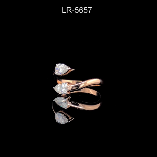 Pear Shape Diamond Open Ring Bypass Ring Minimalist Adjustable Statement Ring.
