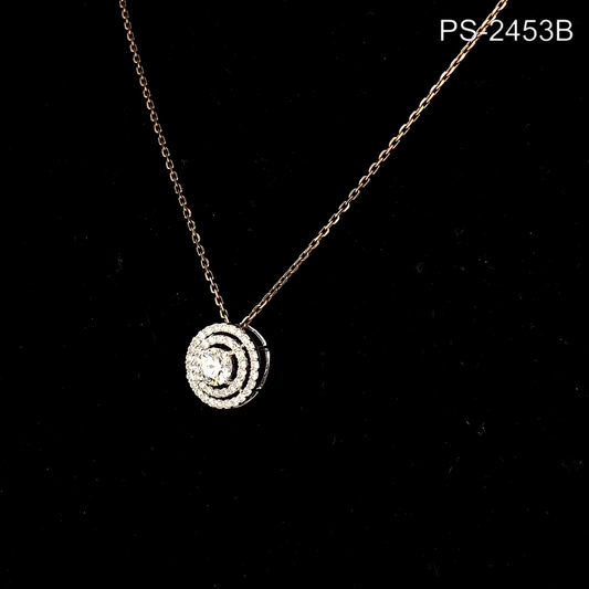 Round Cut Diamond Double Halo Pendant Necklace, Circle Cluster Diamond Pendant.