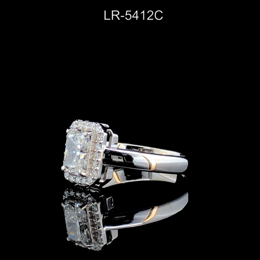 Radiant Cut Diamond Ring, Halo Engagement Ring, Classic Solitaire with Hidden Support Setting.