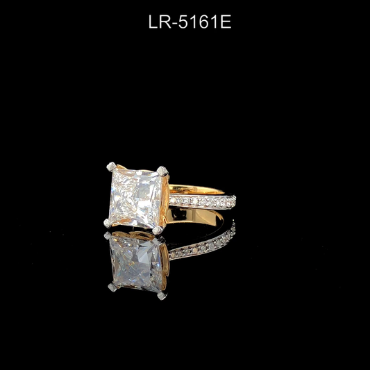 Princess Cut Diamond Ring, Solitaire Engagement Ring, Pave Band Classic Design.
