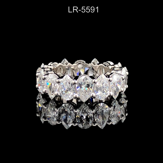 Pear Cut Diamond Eternity Band, Full Eternity Wedding Ring, Prong Set Statement Band.
