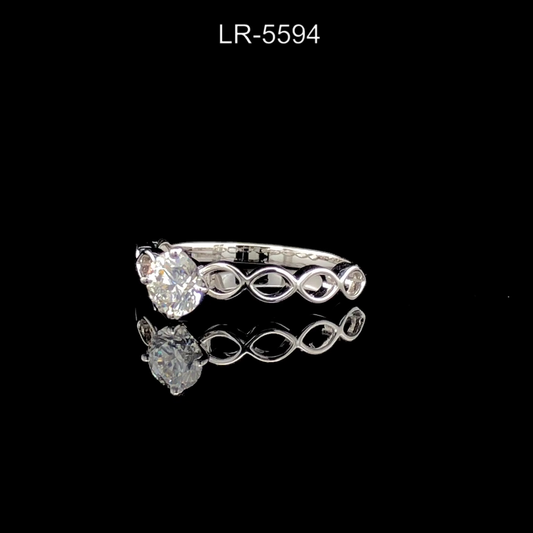 Infinity Diamond Engagement Ring, Round Cut Solitaire Ring, Infinity Twist Band, Minimal Gold Promise Ring.