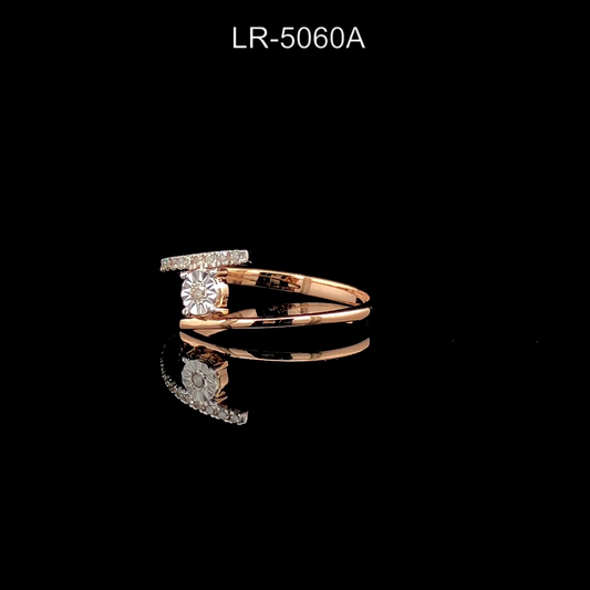 Bypass Diamond Ring, Round Cut Solitaire Ring, Pavé Bar Band Ring, Modern Wrap Style Gold Ring.