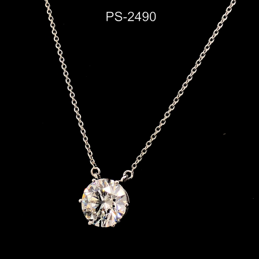 Round Cut Diamond Solitaire Pendant Necklace, Classic 4 Prong Necklace, Minimal Everyday Jewelry.