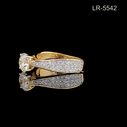 Round Cut Diamond Engagement Ring, Wide Pave Band Ring, Solitaire Diamond Ring.