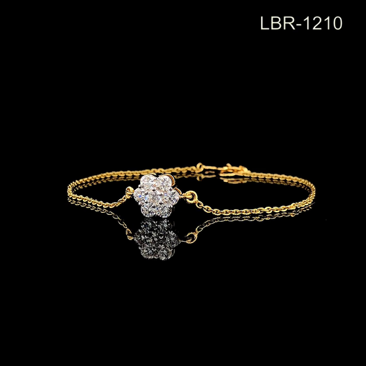 Diamond Flower Cluster Bracelet, Minimal Floral Diamond Bracelet, Adjustable Chain Bracelet.