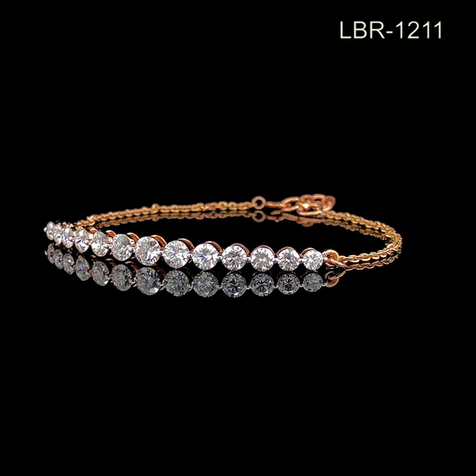 Diamond Line Bar Bracelet, Minimal Curved Diamond Bracelet.