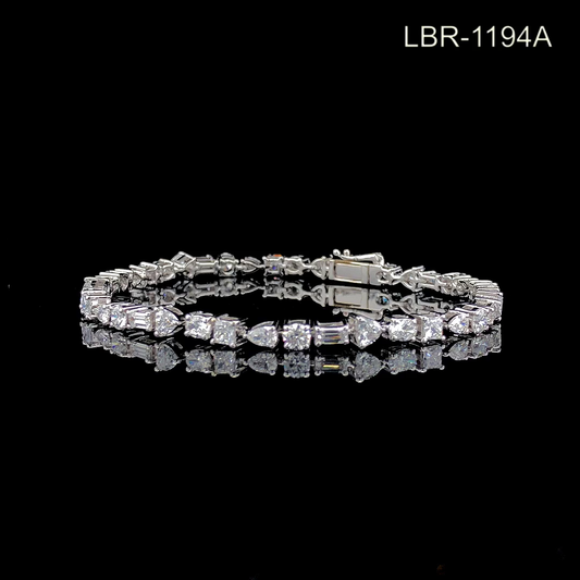 Multi Shape Diamond Bracelet, Mixed Cut Diamond Line Bracelet, Geometric Link Bracelet, Statement Design.