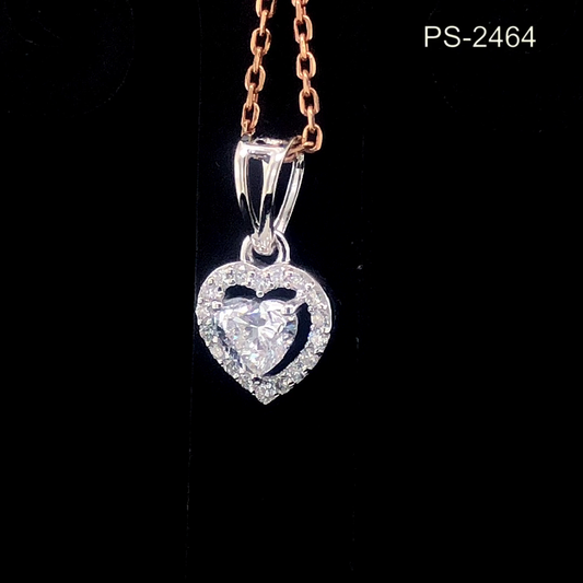 Heart Shape Diamond Pendant Necklace, Halo Heart Diamond Pendant, Minimal Heart Design.