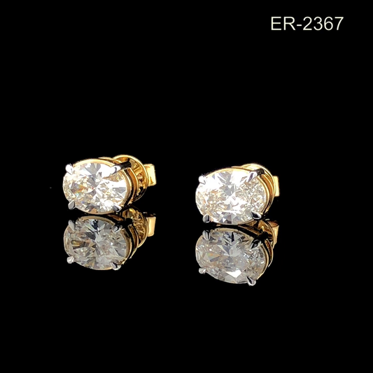 Oval Cut Diamond Stud Earrings, Solitaire Diamond Studs, Classic Minimal Design.