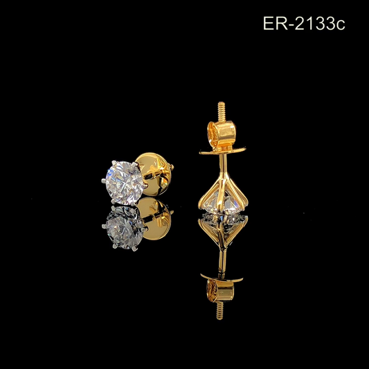 Round Diamond Stud Earrings, Solitaire Diamond Studs, Screw Back Minimal Design.