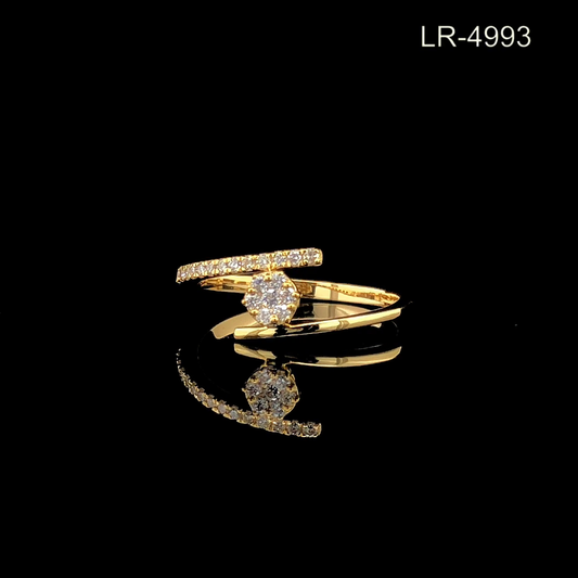 Diamond Wrap Ring, Open Bypass Diamond Ring, Pave Band with Round Cluster Design.