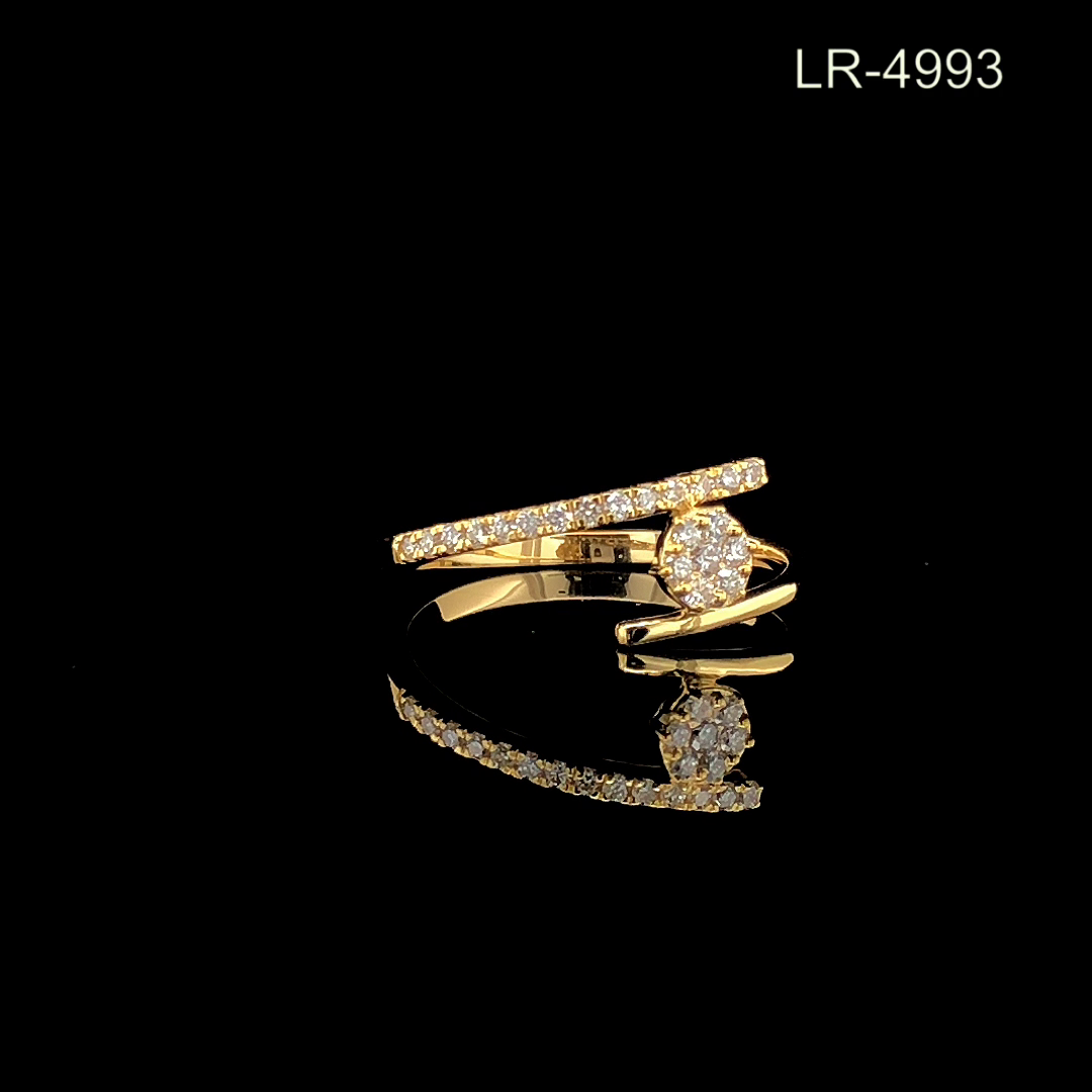 Open Pass Rings Diamond Wrap Ring, Open Bypass Diamond Ring, Pave Band with Round Clus