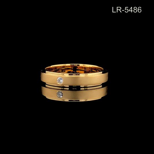Minimal Diamond Band Ring, Bezel Set Single Diamond Ring, Plain Gold Band.