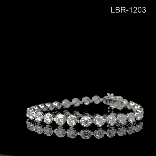 Round Diamond Bracelet, Bezel Set Diamond Bracelet, Classic Diamond Line Bracelet.