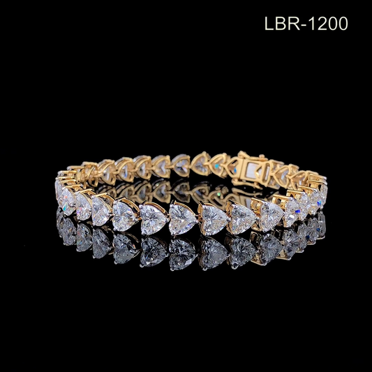 Heart Shape Diamond Tennis Bracelet, Heart Cut Diamond Line Bracelet.