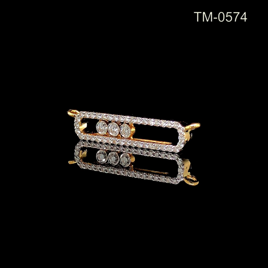 Diamond Pavé Bar Connector, Bezel Set Diamond Link, Bracelet Connector Element.