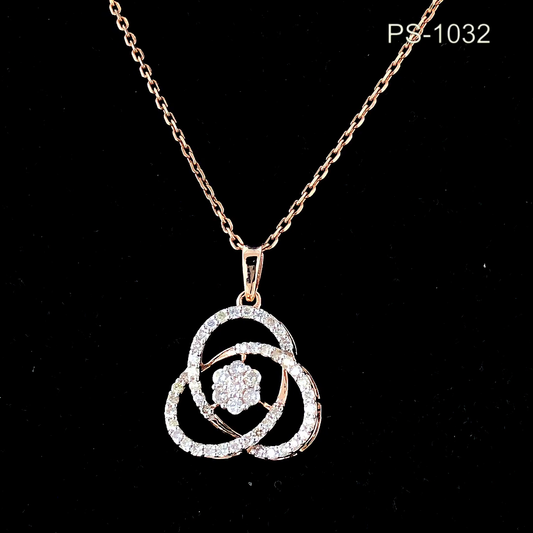Diamond Floral Cluster Pendant Necklace, Interlocking Pavé Circle Pendant.