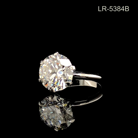 Round Brilliant Diamond Solitaire Ring, Classic Six Prong Gold Ring.
