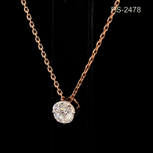 Round Diamond Solitaire Pendant Necklace Solid Gold, Classic Bezel Set Pendant Necklace.