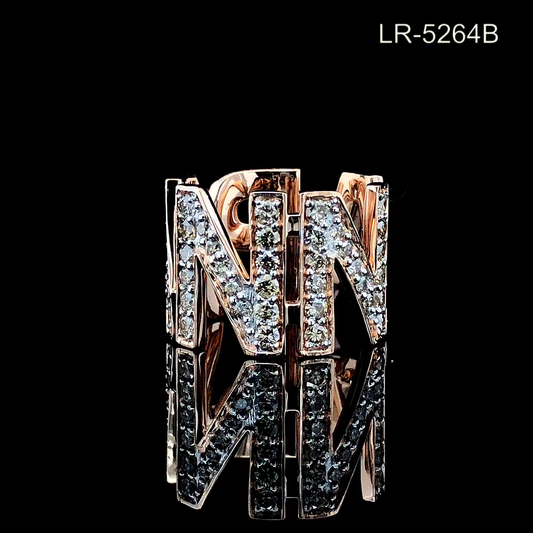 Diamond Initial Ring in 14K Solid Gold, Custom Letter Band Ring.