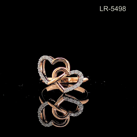 Double Heart Diamond Ring, Open Love Design.