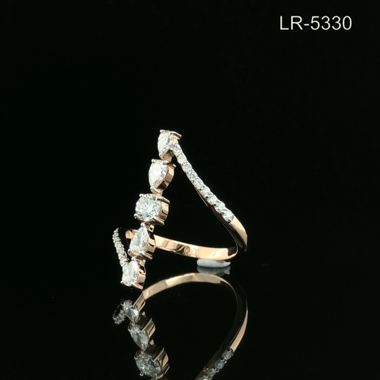 Pear & Round Cut Diamond Open Wrap Ring with Pavé Band.