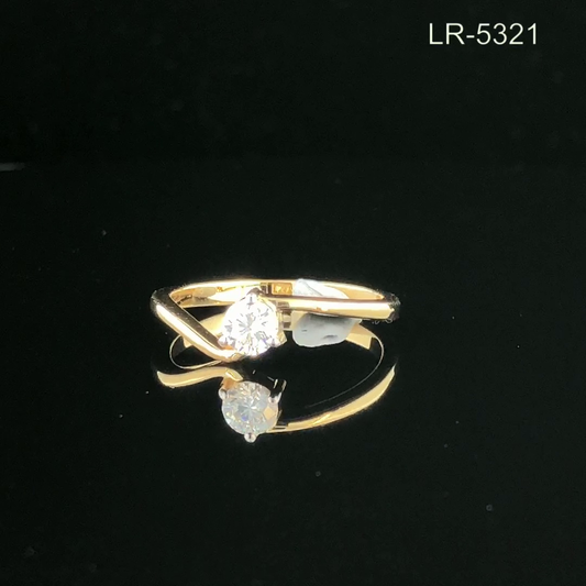 Round Cut Diamond Bypass Ring with Twist Band and Prong Setting.