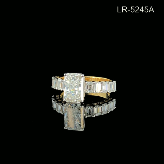 Radiant Cut Diamond Ring with Emerald Cut Eternity Band.