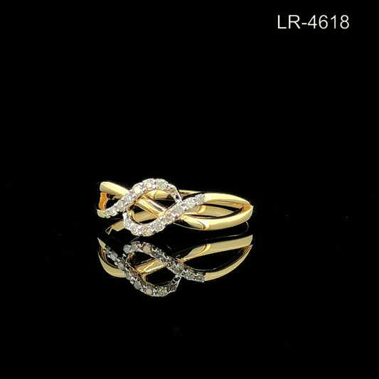 Diamond Infinity Twist Ring with Pavé Set Accents and Split Shank Design.
