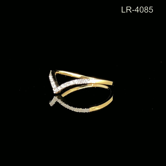V Shape Diamond Chevron Ring with Pavé Set Band and Open Split Design.