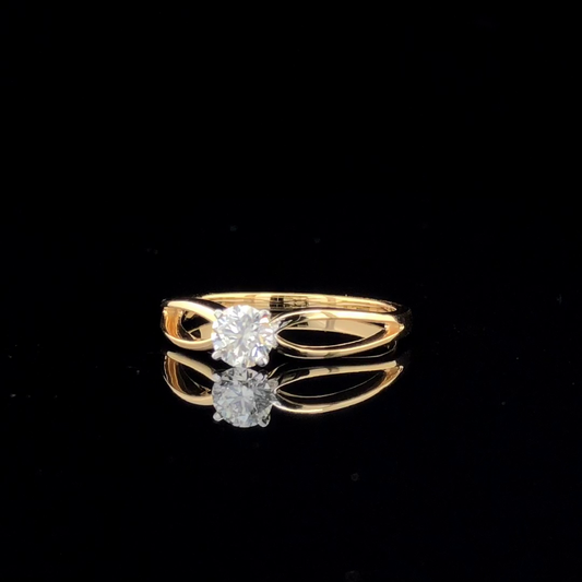 Round Brilliant Solitaire Engagement Ring, Open Infinity Shank Band.