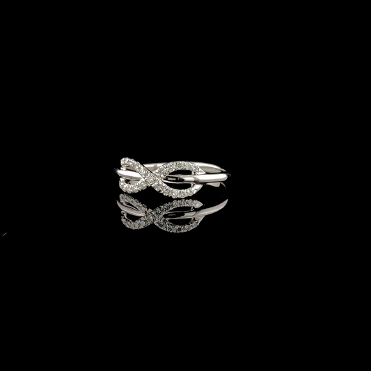 Infinity Diamond Ring, Twisted Pavé Diamond Ring, Symbolic Infinity Band, Dainty Minimal Ring.