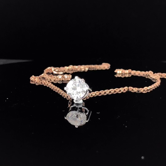 Round Cut Diamond Solitaire Bracelet, Minimalist Diamond Chain Bracelet.